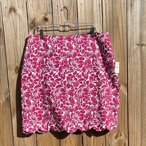 Talbots 20W Pink White Floral Scalloped Hem Mini Skirt Career Barbiecore Preppy